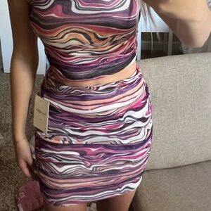 two piece skirt top set